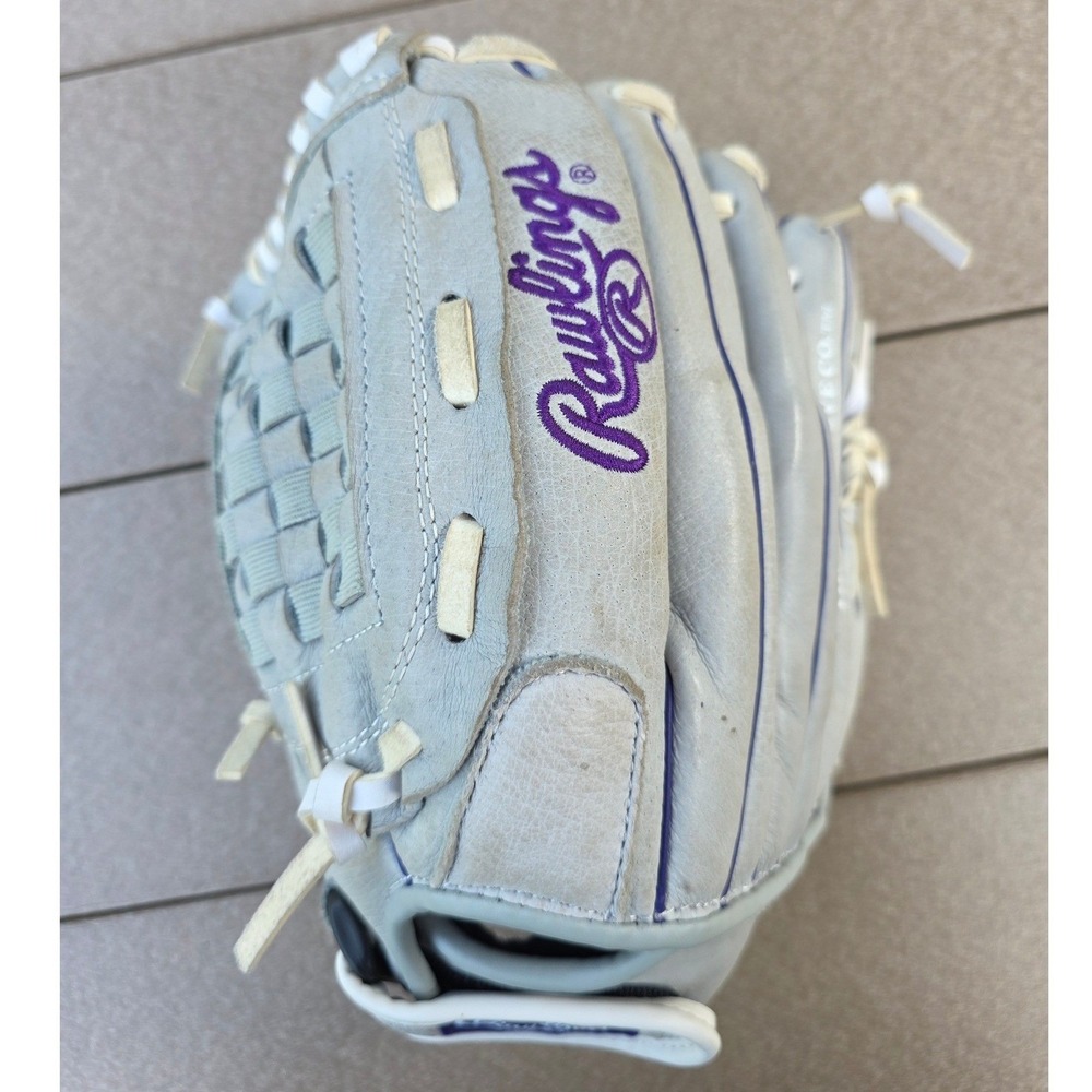 Rawlings LHT Leather 12" Softball Glove Lefty Grey Purple Sure Catch SCSB12PU